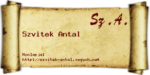 Szvitek Antal névjegykártya